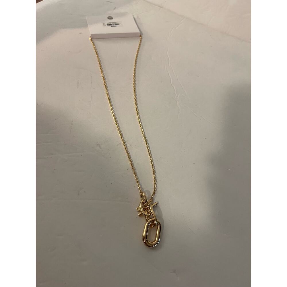 NWT LOFT Large Chain Pendant Necklace Gold Tone Statement Jewelry - Picture 5 of 6